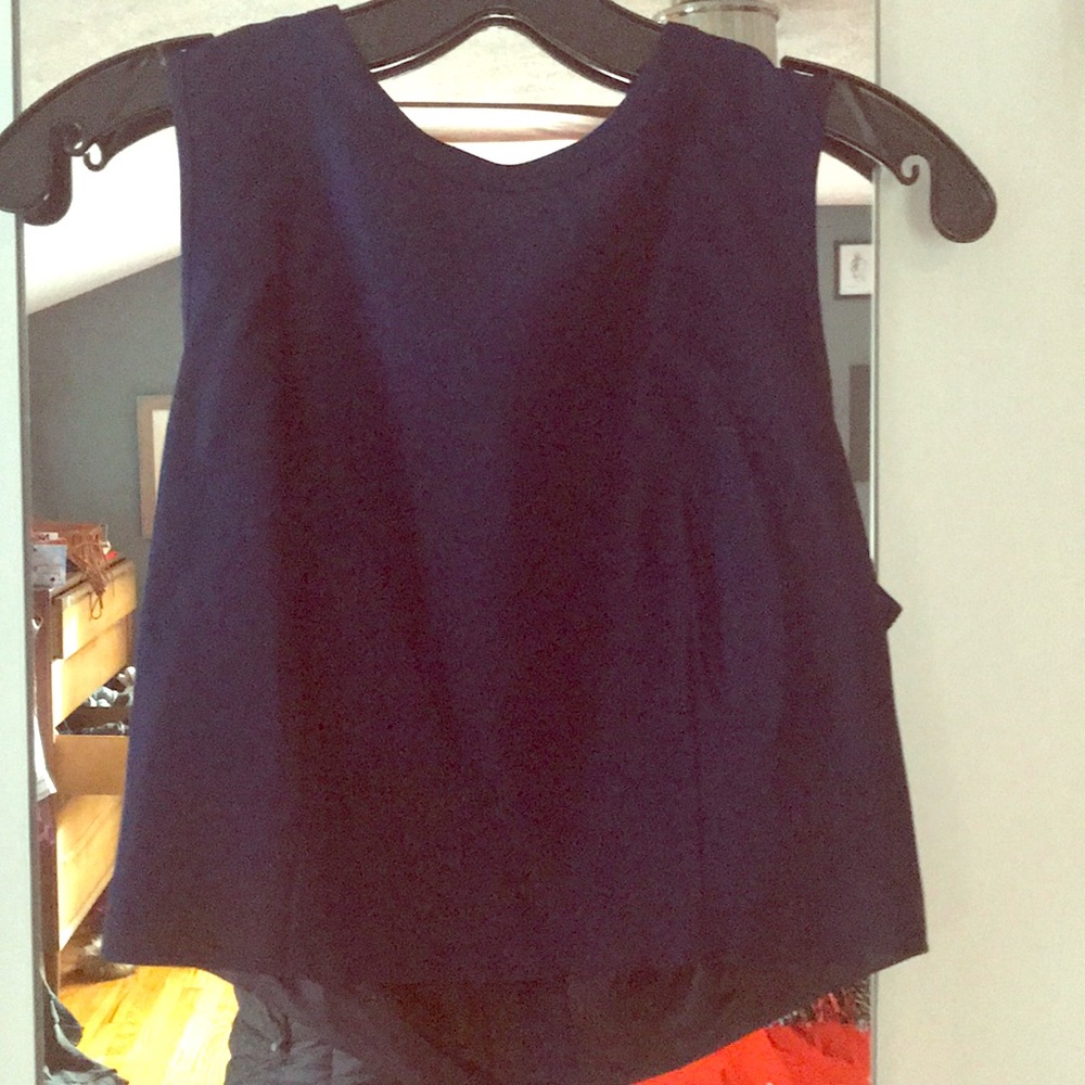 Navy silk crop top